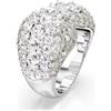 Swarovski Sublima Anello da cocktail da donna, placcato al rodio, taglio rotondo, taglia 58, bianco, One Size, Cristallo, Zirconia cubica