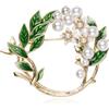 SHE'S FREE STYLE JUST FOR YOU Spille e spille fatte a mano Gardenia per le donne, spilla a fiore smaltata con foglie verdi spille a mano con olio gocciolante spille da balia alla moda per ghirlanda,