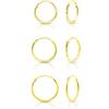 DTPsilver Set Orecchini Cerchio Argento 925 Placcati Oro 24K - Orecchini Dorati a Cerchio - Cerchietti Oro Classici e Ipoallergenici - Spessore 1.5 mm - Diametro 16, 18, 20mm