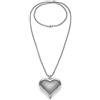 VLNET ® | Vestopazzo collana maxi cuore | collana lunga placcata argento | cuore bombato | lunghezza 70 cm | Nickel tested