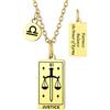 Suplight Collana Tarocchi Arcani Maggiori Ciondolo Tarocchi Immagine La Giustizia Collana Carta Tarocchi Placcato Oro Acciaio Inossidabile Ciondolo Carte dei Tarocchi Amuleto per Donna e Uomo