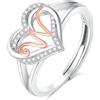 INFUSEU Anello Iniziali, Argento Sterling 925 Cuore W Lettera Anelli Aperti Cuore Forma Nome Iniziale Alfabeto Dalla A-z Gioielli Personalizzati Regolabili Alfabetici Regali per Donne Ragazze