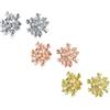 Bling Jewelry Set di tre bouquet di fiori cubic zirconia clip on floreale CZ stile bottone per orecchie non forate orecchini in ottone placcato argento oro rosa.