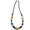 LE DEUCALION Collana in caduta montata su cavo, con pietre vere di lava, malachite, diaspro dalmata, Pietra, Malachite Pietra lavica Diaspro dalmata