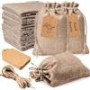 Aongray 30 sacchetti di iuta con coulisse, 10 x 14 cm, Aongray con 30 biglietti fai da te, tela di alta qualità per regali, gioielli, ramadan, decorazioni natalizie, matrimoni, feste (natura)