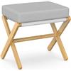 BAMBOOHOMIE Sgabello poggiapiedi pieghevole, moderno, con gambe a X in bambù e cuscino in schiuma spessa, sgabello pieghevole piccolo imbottito per camera da letto e soggiorno, poggiapiedi per sedia