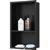 Neodrain Nicchia doccia in acciaio inox, inserto a parete con mensola, doppia nicchia, portaoggetti per doccia, per bagno, 45 x 30 x 10 cm, nero