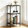 UOMIO Tavolino alto per piccoli spazi, tavolo alto a 3 livelli con ripiani aperti per soggiorno, comodino industriale nero, tavolino alto, 40 × 32 × 76,5 cm
