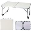 GANILITY Tavolino da Spiaggia, 61 x 40 x 26 cm Alluminio struttura Tavolino da Spiaggia Pieghevole, Petite Pliante Table Camping con blocco, per uso Interno ed Esterno, Bianco