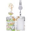 FloraMolly Set di cordino con porta carte, grazioso porta carte a forma di gatto per cordino bianco estensibile porta badge per scuolabus, nave da crociera