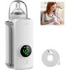 Ysislybin Scaldabiberon, Scaldabiberon Portatile da 6000 mAh con 6 Impostazioni di Temperatura Regolabili e Display LCD Scalda Biberon Neonato Portatile Wireless USB per Biberon con Diametro Fino a 6,5 cm