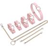 Kutocesy Kit Bondage Regolabile in Pelle PU con Collare Manette Polsiere e Catena Sexy Toys per Coppie Giochi Sadomaso (Pink)