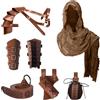JDFAIJEAL Set di accessori per cavaliere medievale, per uomo e donna, kit da 6 pezzi per costume rinascimentale: cintura, sciarpa, bracciali, armatura per spalle, custodia, rana spada, spille (stile