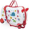 ITACA - Valigia Bambina Con Seduta Comoda Trolley Cavalcabile Con Ruote Girevoli Valigia Per Bambini Leggera Colorata Design Giocoso Viaggi Divertenti Per Piccoli, Blu