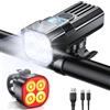 Mohard 2000LM Luci Bicicletta LED 3000mAh, USB Ricaricabile Potenti Luce Bici Posteriore e Anteriore Schermo LED, IP65 Impermeabili Illuminazione Luci Casco Ciclismo 4+7 Modalità Corsa/MTB/Campeggio