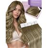Fshine Extension Capelli Biadesive Lisci 50cm 50g 20pcs Extension Adesive Remy Balayage Marrone A Biondo Platino Tape In Hair Extensions Real Human Hair Matrimonio Invisible