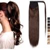 SEGO Extension Coda Capelli Veri Clip Coda di Cavallo Fascia Unica Ponytail Extensions Aderire Remy Human Hair Lisci Naturali Umani 50cm 95g # Castano Cioccolato