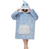 chuangminghangqi Coperta con Cappuccio Oversize Unisex Confortevole TV Coperta Maglione Plaid Pile Caldo con Maniche e Grande Tasca per Adulti con Regalo Inverno Cocooning, Squalo., M