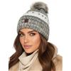 Baesics Berretto invernale colorato da donna - Berretto con pompon foderato con pompon in pelliccia sintetica, lavorato a maglia, realizzato in UE, taglia unica, caldo ed elastico con fodera in pile