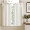 TOPICK Tenda Cucina Tende Corte Piccole Brise Vento, Bianco 65x115 cm 2 Pannelli con Passante per Traversa Per Finestra, Armadio, Mobile Basso, Camera e Copertura Sotto Lavandino