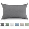 TOCOMOA Federe Cuscino Letto 50x80 cm Set Da 2, Copricuscino Letto Cotone Lavato Al 100%, Aspetto Lino E Federa Traspirante Grigio scuro Con Cerniera