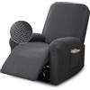 GANILITY Fodera per Poltrona Relax, 4 pezzi All Inclusive Copridivano per Sedia a Sdraio con Tasche, Copripoltrona per Poltrona Singola, per Sedie Relax, Divani a un Posto(Grigio Scuro)