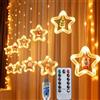 Ninonly Luci Tenda Natale con Telecomando 8 Modalità di Illuminazione e Funzione Dimmer 100Tenda Led Natale per da Interno ed Esterno(Anello a forma di stella dai colori caldi)