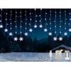 Kuataty Tenda luminosa a fiocchi di neve, per interni, 2 x 1 m, con batteria/USB, illuminazione natalizia con timer, catena luminosa a LED, luce bianca fredda, con telecomando, per cameretta dei