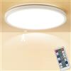 Eregou Plafoniera LED a soffitto dimmerabile con sensore di movimento e telecomando, 24W 2400Lm Lampadario con Sensore 5.8G Radar, IP44 3 temperature di colore, Ideale per garage scala corridoio balcone