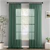 Woaboy Tende per Interni Finestre Voile Trasparenti con Fettuccia Tende a Panello Morbidi Moderne per Camera da Letto Soggiorno 2 Pezzi 140x225cm Verde scuro