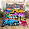Homemissing Hippie Graffiti Stile Copripiumini Hip Hop Decorazione Copripiumone per Graffiti Graphic Street Culture Grunge Art Set Copripiumino 200x200cm