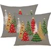 ZWJD Cuscini Natalizi per Divano 2 Pack Federe Cuscini Divano 40x40 Federe Cuscini Natalizi Lino Cuscini per Divano per Natale Decorazioni Casa