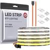 BTF-LIGHTING FCOB COB CCT Striscia LED 3000K-6000K CCT Girabile DC24V 5M 640LEDs/m 14W/M 10mm Nero PCB Dimmerabile LED Flessibile ad Alta Densità IP66 Impermeabile Per Uso Interno(Solo Striscia)