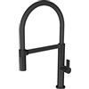 CARESSI Rubinetto da cucina CA1112BK con tubo flessibile in gomma e supporto, orientabile e resistente alla pressione, nero opaco