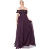 Maya Deluxe Maya Berry Bardot Embellished Maxi Dress, Vestito per Damigella d'Onore Donna, Berry, 20