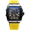 RORIOS Orologio Quarzo da Uomo Orologi da Polso Moda Tonneau Orologi Luminosi Analogico Orologi Casual Sportivo con Calendario Nero Giallo