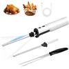 PAHTTO Coltello elettrico 8 V, coltello da cucina elettrico senza fili con 2 lame affilate in acciaio inossidabile e forchetta, blocco di sicurezza, per tagliare tacchino, carne, pane, verdura, pesce