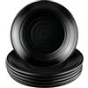 wocpvm Set di 6 Piatti da Portata Rotondo,Servizio Piatti Nero 17.5x2.2 cm
