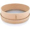 PRIMOLEGNO Setaccio in Legno Massello Certificato | Diametro 27 cm | Rete a Maglia Fine 1x1 mm | Adatto per Setacciare Farina Cereali Zucchero Polenta Riso Sabbia | Registrazione Tensione Rete