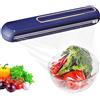 MeYuxg Distributore di pellicole magnetiche, tagliafogli con taglierino scorrevole, taglierina per cucina, rotolo per pellicola trasparente e pellicola di alluminio, blu navy
