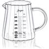 Joeyan Caraffa in Vetro Borosilicato da 210ml con Scala Graduata, Trasparente Misurini con Beccuccio a V, Bicchiere Dosatore con Manico per Caffè Succo cocktail Latte (7oz)