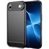 WJXEXRS Cover per iPhone 17 Air, Custodia Spazzolata e Fibra di Carbonio Morbido Silicone TPU Slim Fit Case, Antiurto, Antigraffio, Antiscivolo, Protezione Cover Grado Militare iPhone 17 Air -Nero