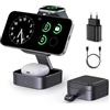 KEEPRO Stazione di ricarica 3 in 1 per Apple, caricabatterie da viaggio magnetico pieghevole veloce compatibile con Mag-Safe per iPhone 17e/17/16/15/14/13/12/Air, Apple Watch & AirPods Pro/4/3/2