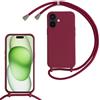 Belzsxy Cover per iPhone 17 con Cordino, Custodia con Laccio Collana Tracolla Collo Liquido Silicone Antiurto TPU Antiurto AntiGraffio Case,Rosso