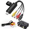 Tech Stor3 USB 2.0 Audio/Video Grabber Nuova Versione 2025 + Adattatore Scart+Cavi RCA Compatibile con Windows 10-11|VHS|Scheda di acquisizione Video USB Colore Nero