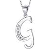 MASADA Collana in Argento 925 - Ciondolo Lettera G Iniziale con Pietre Zircone - Iniziali Nome per Donna e Ragazza - Catena 46 cm Confezione Borsa in Velluto