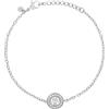 Breil, Collezione Charlotte, Bracciale Donna in Acciaio Lucido Argento, Elemento Centrale Tondo con Zirconi, Chiusura a Moschettone, Lunghezza Regolabile fino a 15 cm