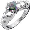 GWG Jewellery Anello Argento Sterling Claddagh con Cuore in Multicolore Topazio, Mani e Corona - 9 in Confezione Regalo per Donne