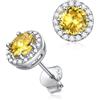 ChicSilver Orecchini con Pietra del Mese per Donna in Argento Sterling 925 Cuore/Rotondi/Smeraldo/Taglio a Pera Gemme Simulate Orecchini a Lobo (Confezione Regalo), 7,3 millimeter, Zirconia cubica