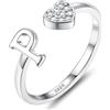 JeweBella Anelli Donna Argento 925 con Iniziale A-Z Anello Cuore Regolabili Anello di Promessa Anello Fidanzamento FEDI Nuziali Anelli Mignolo Anelli Pollice Donna Ragazza Gioielli con Scatola Regalo